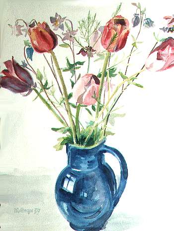 Tulpenstrauß Vase mit Blumen 